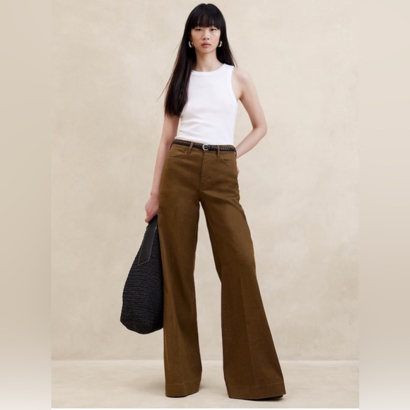 BANANA REPUBLIC ITALIAN LINEN-COTTON WIDE LEG JEAN - Picture 2 of 8